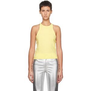Staud Yellow Ayana Ribbed-Knit Tank Top, size small